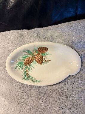 Vintage Studio Wear ceramic serving plate with Pinecone Design